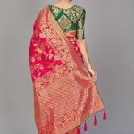 Monjolika Fashion Women's Banarasi Silk Saree With Blouse Piece.